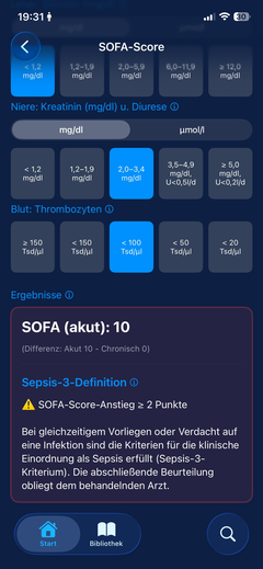 SOFA-Score Referenzberechnung